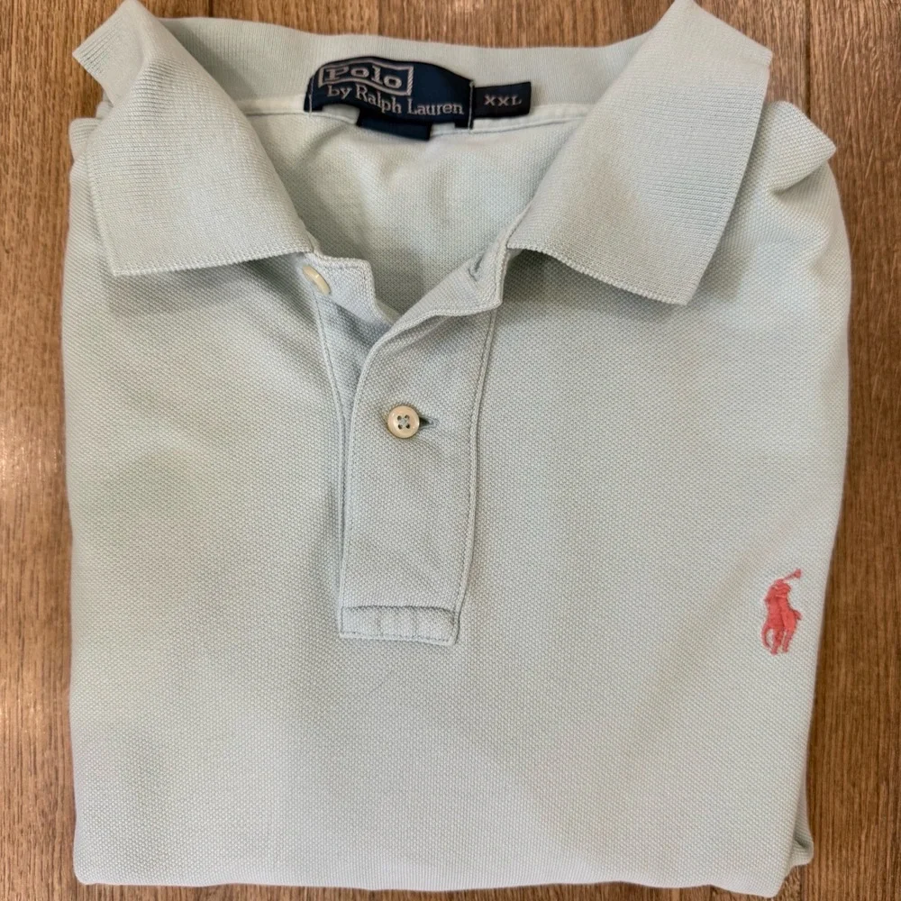 Polo By Ralph Lauren Shirt Mens XXL Light Blue Polo Pink Pony Short Sleeve